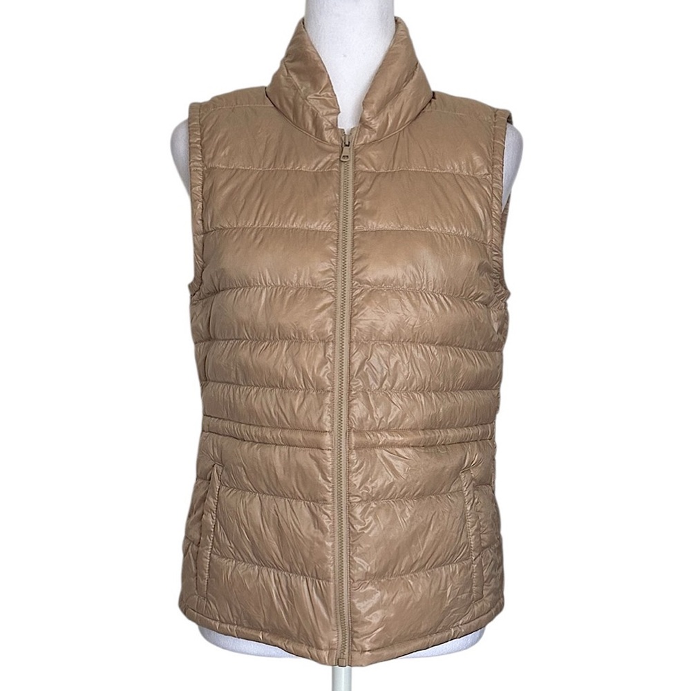 Uniqlo Ultra Light Down Filled Quilted Packable Puffer Vest Women's Medium Tan